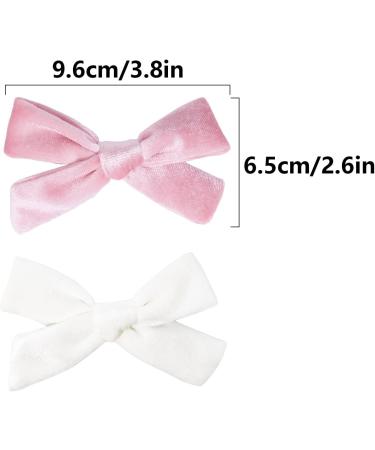4Pcs Velvet Bow Hair Clips for Girls and Women - Pink White Christmas Hair Accessories - Buy Online on SooperMarket.com
