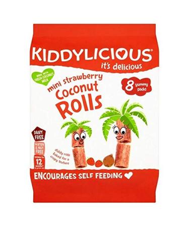 2x Kiddylicious Mini Strawberry Coconut Rolls 8 x 7g
