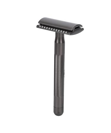 Double Edge Safety Razor for Men - Portable Zinc Alloy Brass Handle Shaving Razor | Perfect Birthday Gift | Home Salon Essential (Black) - Buy Online on SooperMarket.com