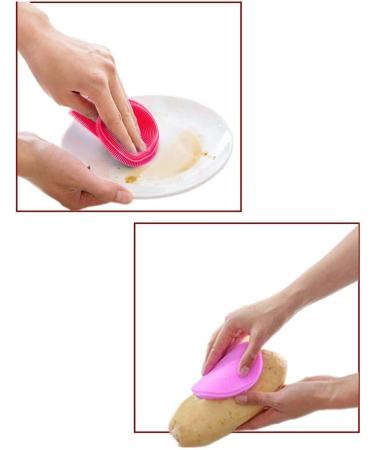 Silicone Kitchen Cleaner of Dish Washing Sponge Vegetable Scrubber Brush Non Stick Oil Sponge Very Practical and Popular Practical Design - Buy Online on SooperMarket.com