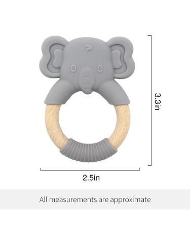 Elephant Baby Teething Toy - Natural Wooden Ring, Food-Grade Silicone, 12+ Months - Buy Online on SooperMarket.com