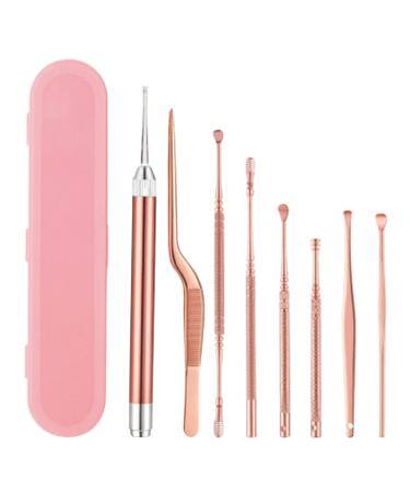 6Pcs/7Pcs/8Pcs Earpick Nose Clean Tweezers Picks Wax Remover LED Light Ear Pick Ear Wax Removal Baby Adults Ear Care Set
