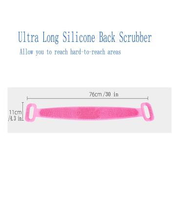 Silicone Bath Body Brush Exfoliating Back Scrubber - Easy to Clean, Eco Friendly, Long Lasting - Pink - Buy Online on SooperMarket.com