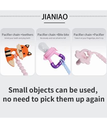 JIANIAO Silicone Pacifier Clip - One-Piece Beaded Design, 100% Silicone Strap Keeps Pacifiers, Teethers, and Toys Secure - Buy Online on SooperMarket.com