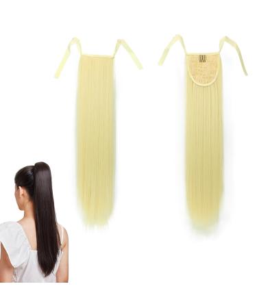 prinfantasy Long Straight Wrap Around Ponytail Hair Extension Wrap Around Synthetic Clip in Hairpiece for Woman and Girls Bright Blonde Wig GBMW043 GBMW043 22 inch