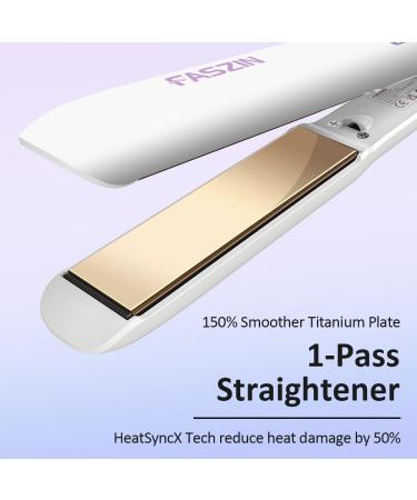 Faszin Ionic Titanium Hair Straightener | Fast Heat Up Flat Iron with LCD Display | 2 in 1 Styling Tool for Smooth & Shiny Hair (White) - Buy Online on SooperMarket.com