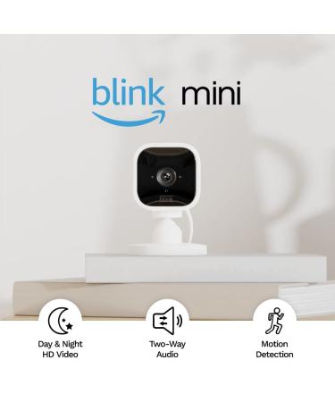 Blink Mini | Indoor plug-in pet security camera 1080p HD day and night video motion detection two-way audio easy setup Alexa enabled Blink Subscription Plan Free Trial 1 camera (White) White 1 Camera Blink Mini