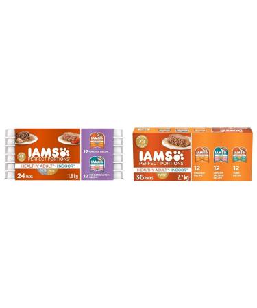 IAMS Perfect Portions Wet Cat Food Adult Grain Free & Perfect PORTIONS Healthy Adult and Indoor Wet Cat Food Pat Chicken Tuna and Indoor Salmon Chicken & Salmon Wet Cat Food+Wet Cat Food