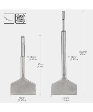 SDS Plus Chisel Tile Chisel Bits - 2PCS 3 Inch Wide & Angled Bent Concrete Tile Removal Chisels for Hammer Drills - Thinset Removal Chisel Bits (3X 6.5 + 3X 10) - Buy Online on SooperMarket.com