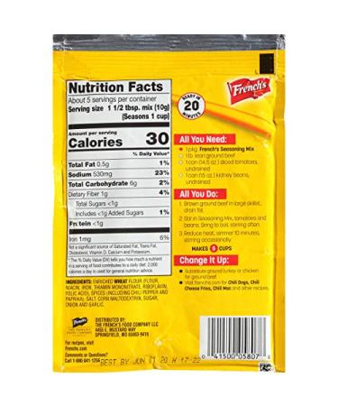 French's Chili-O Original Spices 1.75 oz - Pack of 18 | Authentic Flavor Boost for Chili Recipes - Buy Online on SooperMarket.com