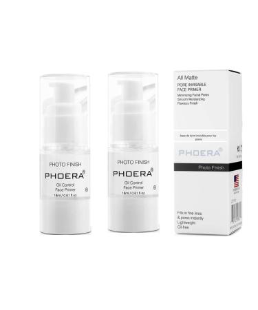 PHOERA Primer Matte Finish Face Makeup Pore filler Primer Foundation Base Oil Control Full Coverage Make Up Base Concealer Long Lasting Flawless Pores Minimiser Liquid Moisturizing (2 x 18ml.) 18 ml (Pack of 2)