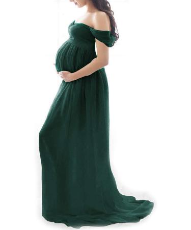 FEOYA Maxi Maternity Dress - Lace Strapless Gown for Pregnant Women Photography - Green - Buy Online on SooperMarket.com