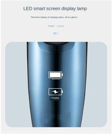 GeRRiT Rechargeable Waterproof IPX7 Electric Shaver for Men - Wet & Dry Rotary Razor with Pop-up Trimmer in Blue - Buy Online on SooperMarket.com