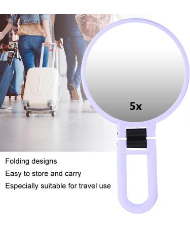 5X Magnifying Makeup Mirror Folding Adjustable Cosmetic Mirror Travel Portable Makeup Mirror (Purple) - Buy Online on SooperMarket.com