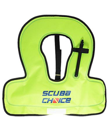 Scuba Choice Youth Kids Snorkel Vest Neon Yellow/Blue with Name Box