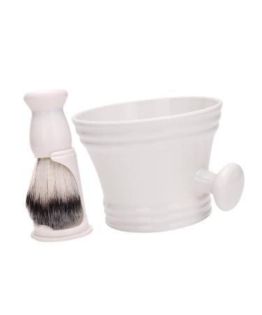 predolo Shaving Bowl Shaving Brush Set Grooming Sets Soap Brush for Adults Barber Shop Travel White