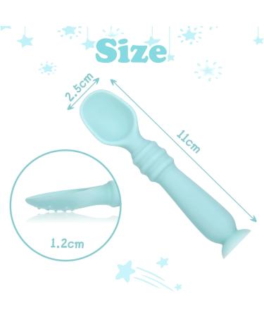 Vicloon Baby Fork and Spoon Set - Silicone Self Feeding Utensil for Infant Toddler - Easy Grip Toddler Cutlery Kit - Blue - Buy Online on SooperMarket.com