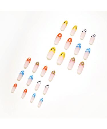 Buy Luvadeyo 24 PCs Press on Nails - Medium Almond Stiletto Fake Nails with Glue | Acrylic Nails for Women & Girls - Fast International Shipping - Buy Online on SooperMarket.com