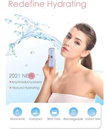 Mini Facial Mister & Steamer USB Rechargeable Mist Sprayer for Face Daily Makeup Skin Care - Blue 30ml - Buy Online on SooperMarket.com