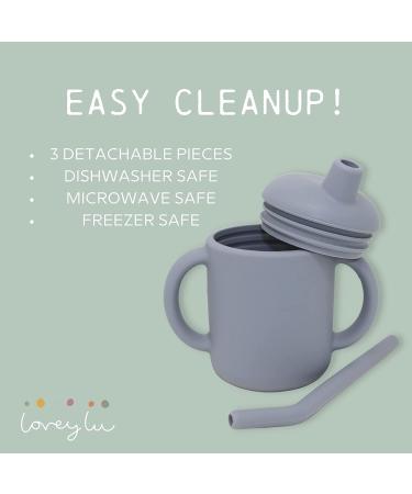 LoveyLu Silicone Sippy Cup with Straw - Spill-Proof Toddler Cup, Drop-Proof Handles, Microwave & Dishwasher Safe - 2 Pack (Pebble) - Buy Online on SooperMarket.com