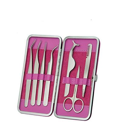 Yimart Professional Eyebrow Tweezer Set False Eyelash Extension Tool Kits Set Eyebrow Tweezers Eyebrow Trimmer Stainless Steel Eye Lashes Tweezers 7Pcs Grafting False Eyelashes Makeup Accessories