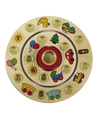 Hess wooden toys 15628 - birthday ring made of wood for 14 candles with children's motifs handmade diameter approx. 16 cm as a decoration for the birthday table