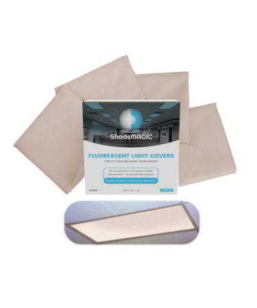 ShadeMAGIC Fluorescent Light Filter Covers (Mocha) - Diffuser Pack Eliminate Harsh Glare That Causes Eyestrain and Head Strain The The Classroom or at Office. (4)