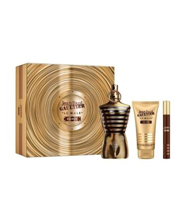 Jean Paul Gaultier Le Male Elixir Parfum 3-Pcs Gift Set (4.2 Fl Oz Eau De Parfum Spray + 2.5 Fl Oz Shower Gel + 0.3 Fl Oz Eau De Parfum Travel Spray)