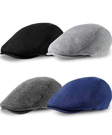 SATINIOR 4 Pieces Men's Flat Cap Newsboy Hat Driving Cabbie Hunting Cap Multicoloured