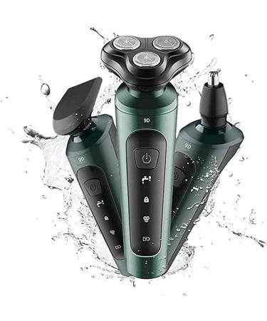 GeRRiT Mens Electric Shaver Razor Beard Trimmer Rotary Shaver Cordless Sideburn Trimmer Nose Trimmer Wet Dry Shaver Waterproof USB Rechargeable 3 in 1