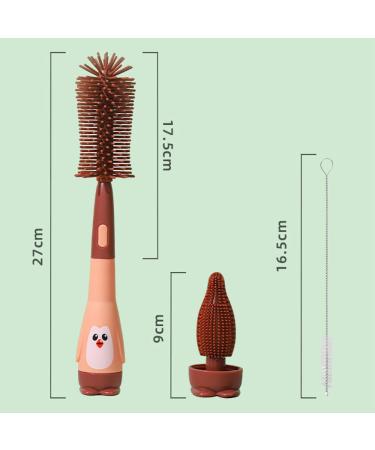 LVJKES 3-in-1 Bottle Brush Set - Baby Silicone Cleaning Tools for Bottles Straws & Pacifiers - Red Penguin Design - Buy Online on SooperMarket.com