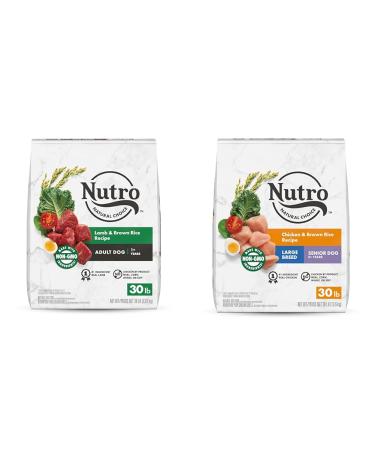 Nutro NATURAL CHOICE Adult Dry Dog Food Lamb & Rice Recipe 13.61kg Bag & NATURAL CHOICE Senior Large Breed Dry Dog Food Farm-Raised Chicken Brown Rice & Sweet Potato Recipe 13.6 kg