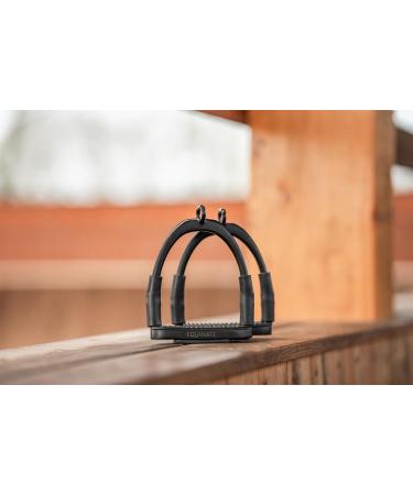 Equinate Safety Bars Manchester 10cm Black Matt - Anti-Slip Rubber Tread - Stirrup for Adults & Children - 2 Pieces for Ankle Relief - Buy Online on SooperMarket.com