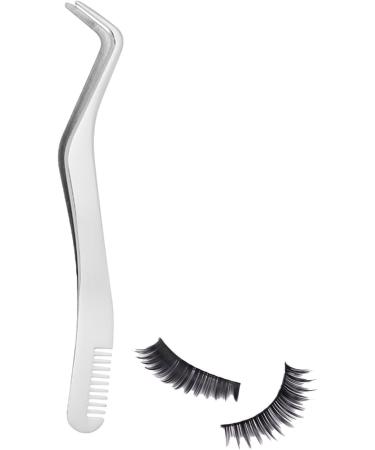 Eyelash Tweezers for Extensions | Stainless Steel Eyeline Tweezers with Comb | Professional Silver Tools for Artificial Eyelashes - Buy Online on SooperMarket.com