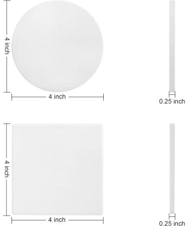 Ceramic Tile for Crafts Coasters 24 Pack White Tiles Unglazed 4 Inch with 24 Pack Cork Backing Pads Includes Square and Round Ceramic Coasters for DIY Arts Craft Project Coasters - Buy Online on SooperMarket.com