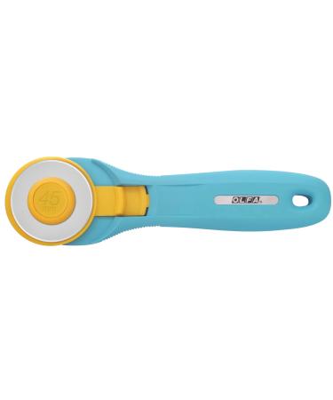 OLFA 45mm Quick-Change Rotary Cutter (RTY-2/C) - Rotary Fabric Cutter w/ Blade Cover for Crafts, Sewing, Quilting, Replacement Blade: OLFA RB45-1 (Aqua)