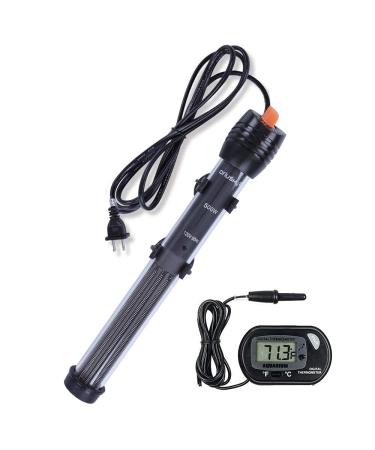 Orlushy Submersible Aquarium Heater30W/50W/100W/150W/200W/300W /500W Fish Tahk Heater with Adjust Knob Thermostat and Free Thermometer Suitable for Marine Saltwater and Freshwater