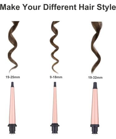JAETON Hair Curling Wand Iron Conical Curling Iron Set Interchangeable Ceramic Barrel Hair Curler Set for Short & Long Hair (Small 3 Tubes) - Buy Online on SooperMarket.com