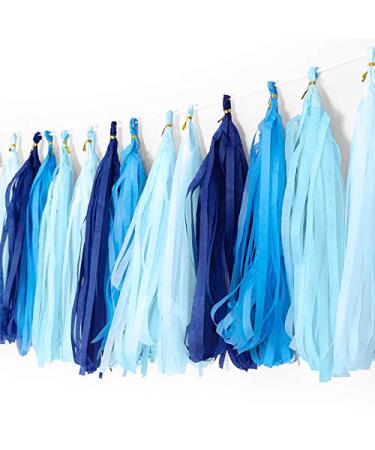 Binpeng 9.8in Blue Tissue Paper Tassel DIY Hanging paper decorations Party Garland Decor for Party Decorations Wedding Festival Baby Shower Decoration 20PCS25cm Blue 25cm