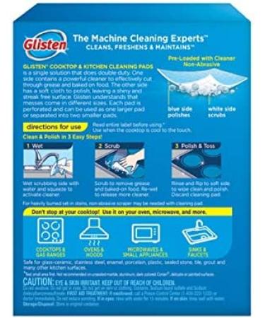 Glisten GC0608T Cooktop & Kitchen Cleaning Pads - 8 Large & 16 Small, White - Buy Online on SooperMarket.com
