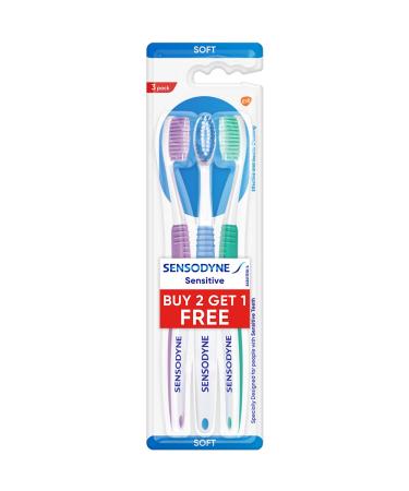 Sensodyne T/Brush Sensitive Soft Pack of 3 Assorted 3 count (Pack of 1)