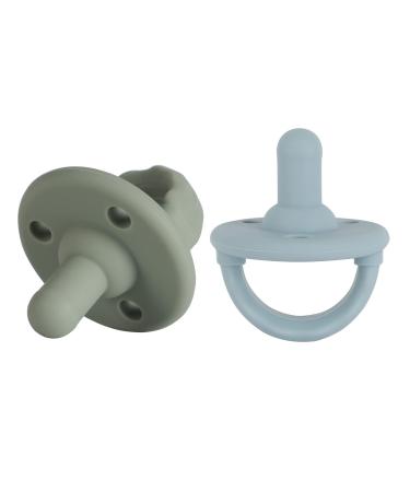 Pacifier 2-Pack Baby Soft Silicone Pacifier For Babies 0-12 Months BPA-Free (Sage+Ether)