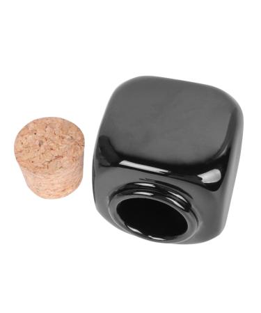 Gogogmee Medicine Cup Liquid Powder Container Clear Ceramic Storage Bottle Dappen Empty Mini Jars with Lids Cerace Manicure Bottle Wooden Cap Cork Art Small Bamboo Porcelain Cup Travel Nail 7.50X5.50X5.50CM Black
