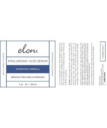Elon Hyaluronic Acid Serum for Face & Neck - Revitalizing Vitamin C & Jojoba Oil Facial Serum for Deep Hydration & Collagen Boost - All Skin Types - Buy Online on SooperMarket.com