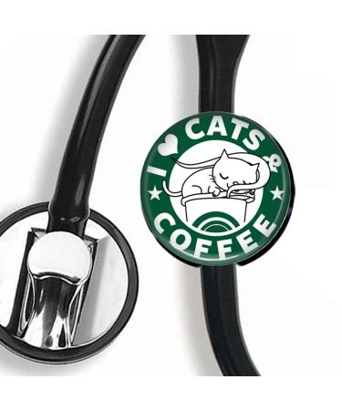 I Love Cat Stethoscope Tag Steth ID Tag Nurse Badge black