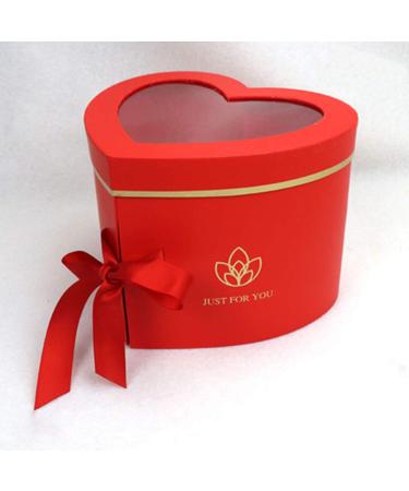 BBJWRAPS Heart Shaped Flower Box with Lid for Arrangements Luxury Florist Delivery Gift Paper Mache Boxes-9(L) x 8(W) x 6.5(H) (Red)
