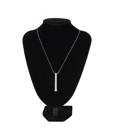 Mindful Breathing Necklace, Mindful Breathing Necklace Stainless Steel Reduces Stress Portable Anxiety Whistle Necklace for Women and Men(Silver)