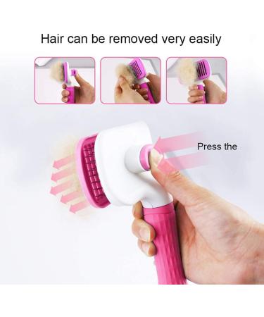 Dual Purpose Self Cleaning Slicker Brush for Dogs and Cats - Removes Shedding Mats, Tangles, and Dirt - Improves Circulation - Pink - Buy Online on SooperMarket.com