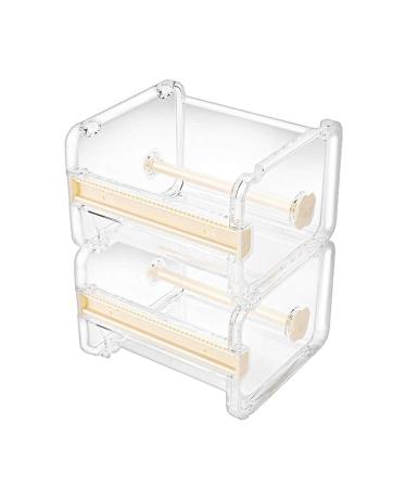 molshine 2 Pack Transparent Desktop Multi Washi Masking Tape Storage Dispenser,Tape Cutter,Tape Roll Holder (Not Include Masking Tape) (Beige)