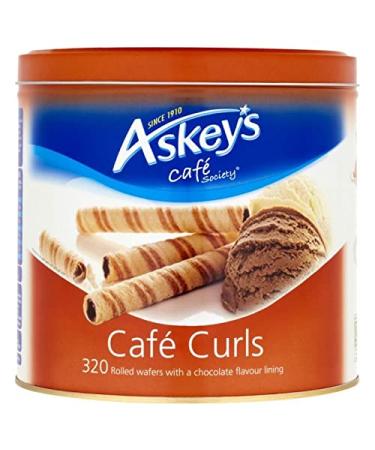 Askeys Caf Society Caf Curls 320 Rolled Wafers with a Chocolate Flavoured Lining